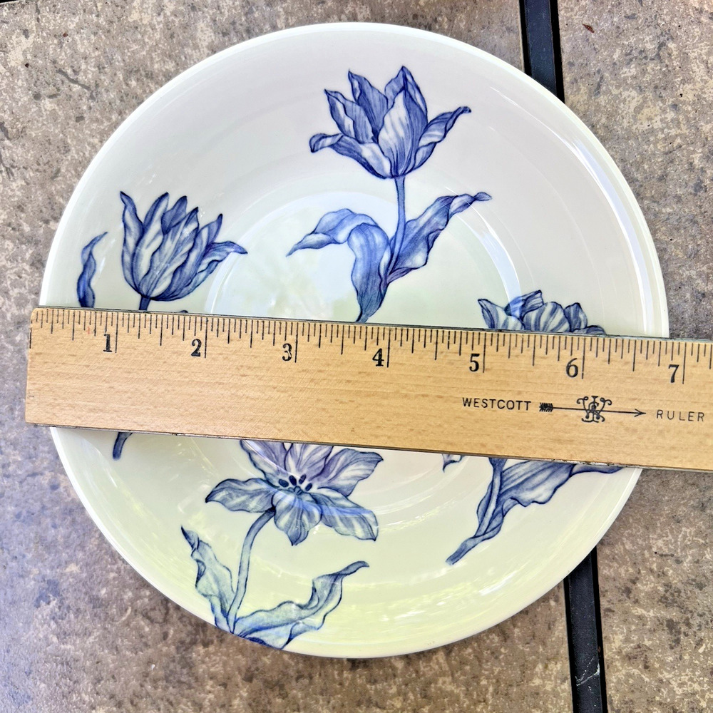 Royal Stafford Tulip Bowls Blue Floral Soup Cereal Earthenware Set of 6 England - Picture 5 of 9